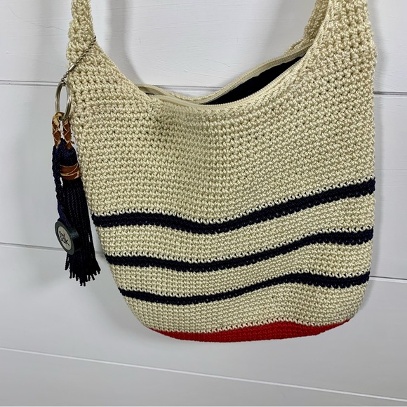 The Sak Crossbody Red White & Blue 106910 Anthem Flower Beige Crochet READ - Picture 6 of 13